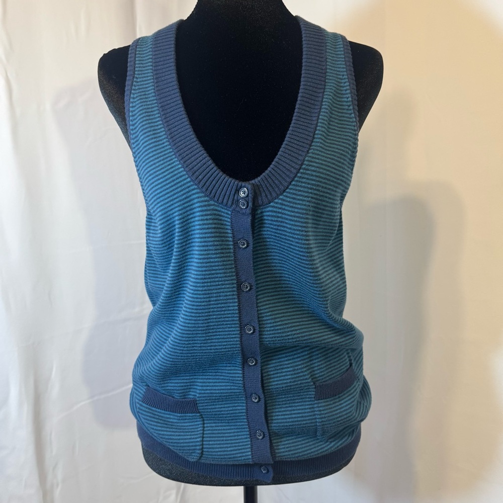 Vtg Y2K Canyon River Blues Striped Knit Vest | L | 100% Cotton Indie Sleaze